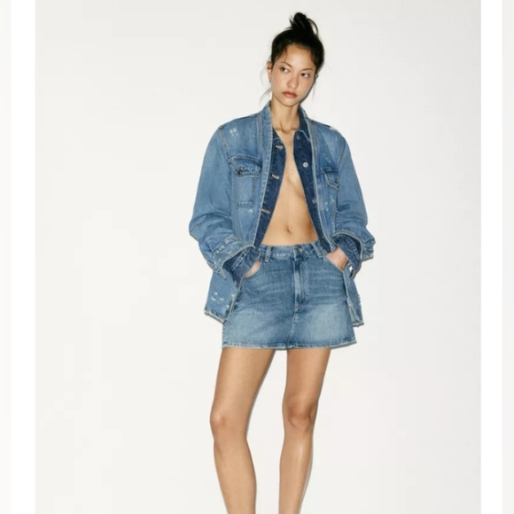 Zara Ripped TRF Denim Overshirt - Picture 2 of 7